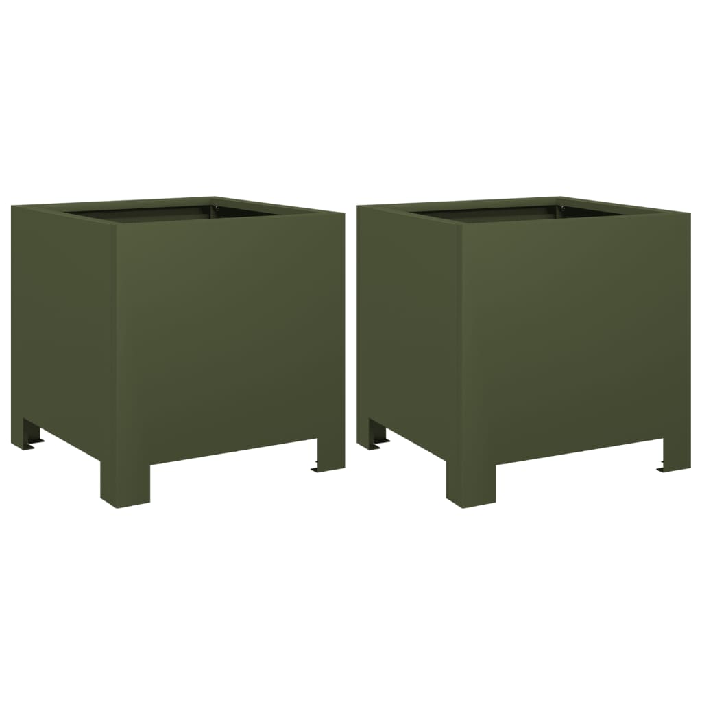 Vidaxx jardinières 2 pcs 30x30x30 cm acier vert olive