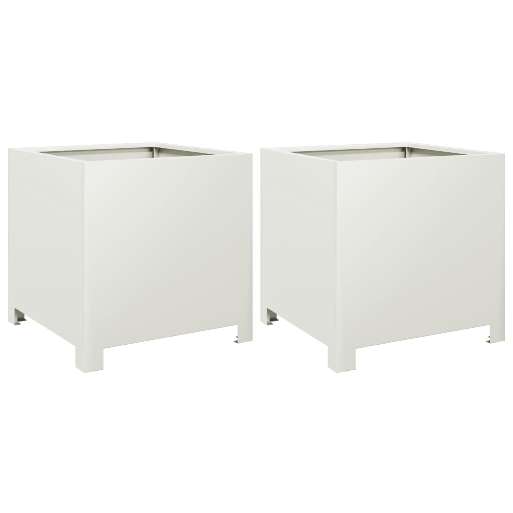 Vidaxx jardinières 2 pcs 40x40x40 cm acier blanc