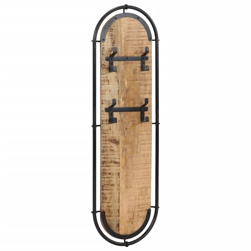 Vidaxx porte-manteaux muraux 2 pcs avec 4 crochets en bois de manguier brut massif