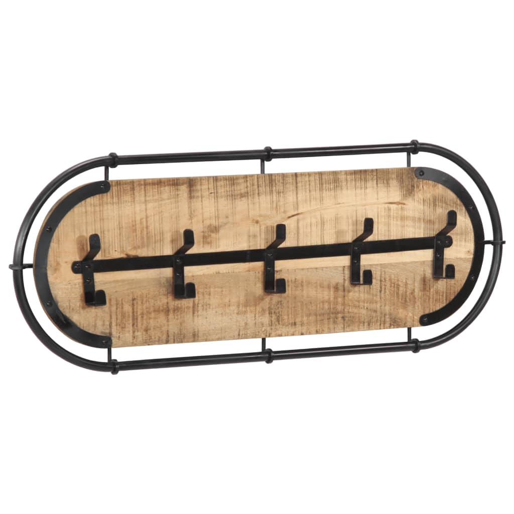 Porte-manteau mural VidaXL avec 5 crochets en bois de manguier brut massif