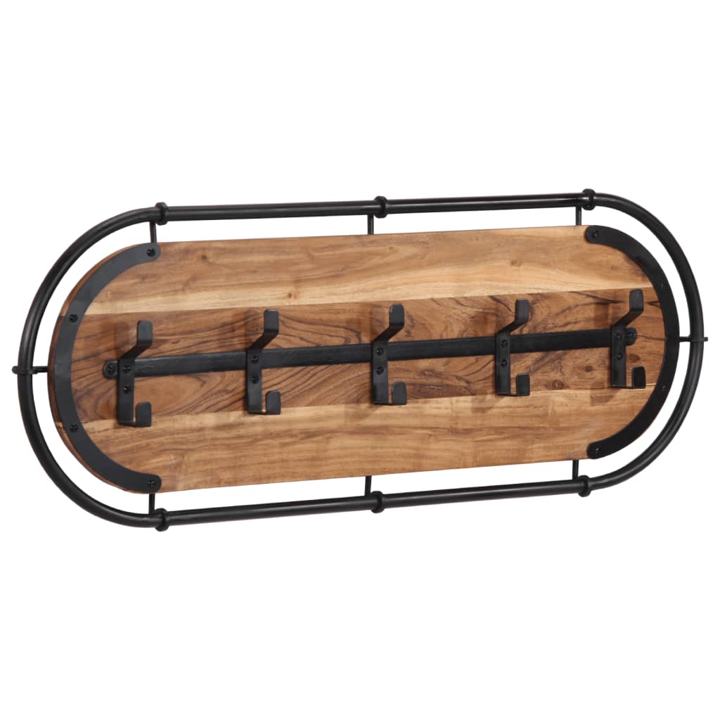 Porte-manteau mural Vidaxx avec 5 crochets en bois d'acacia massif