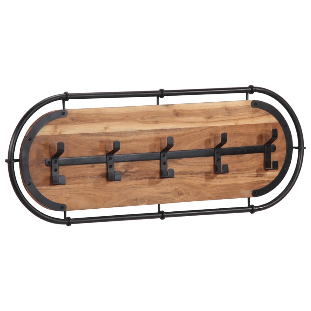 Porte-manteau mural Vidaxx avec 5 crochets en bois d'acacia massif