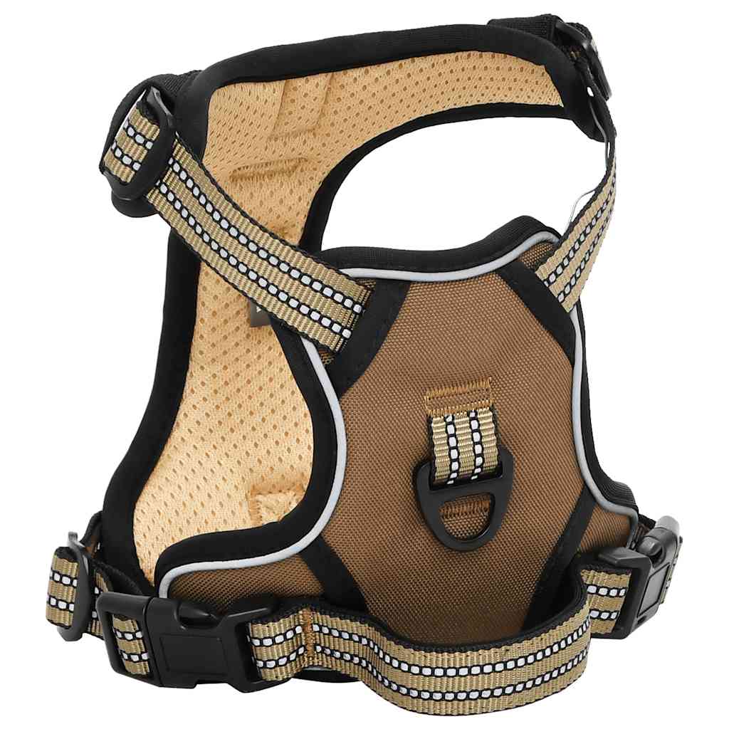 Vidaxl harnais pour chien avec bandes réfléchissantes réglable l marron