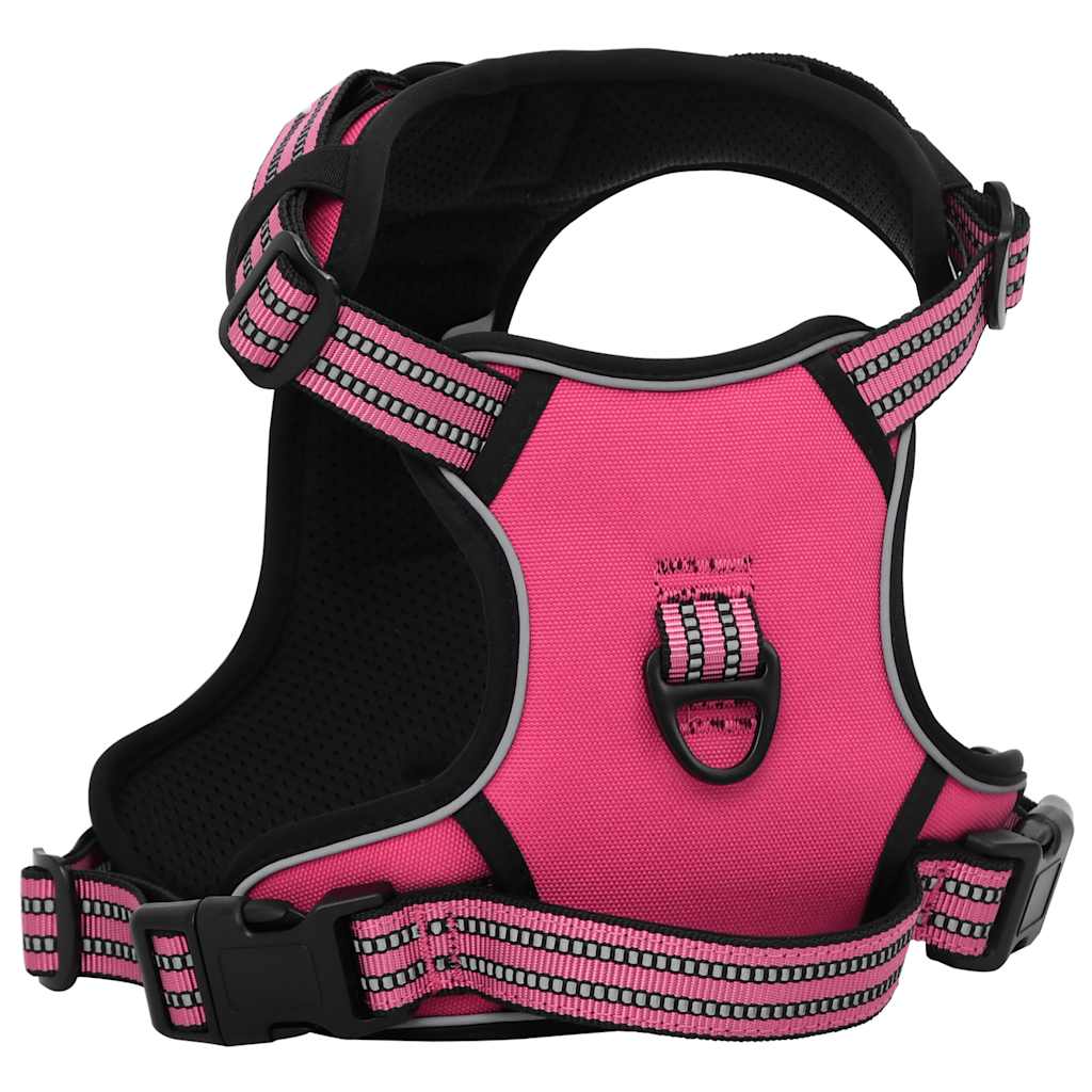 Vidaxl harnais pour chien avec bandes réfléchissantes réglable l rose