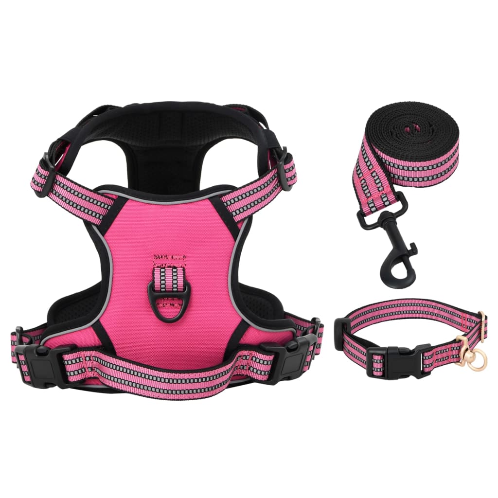 Harnais pour chien VidaXL avec laisse et collier réglable en rose