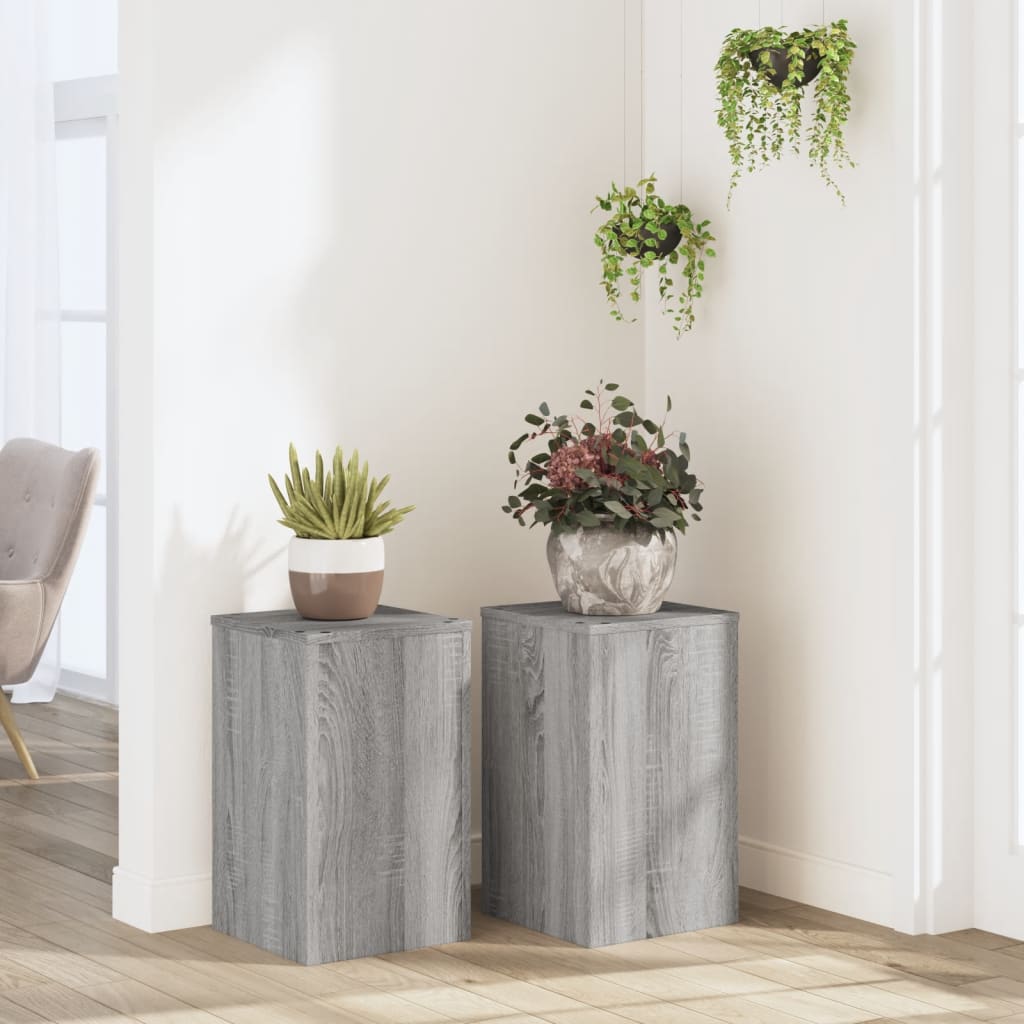 Vidaxxl supports pour plantes 2 pcs 30x30x50 cm bois d'ingénierie gris sonoma