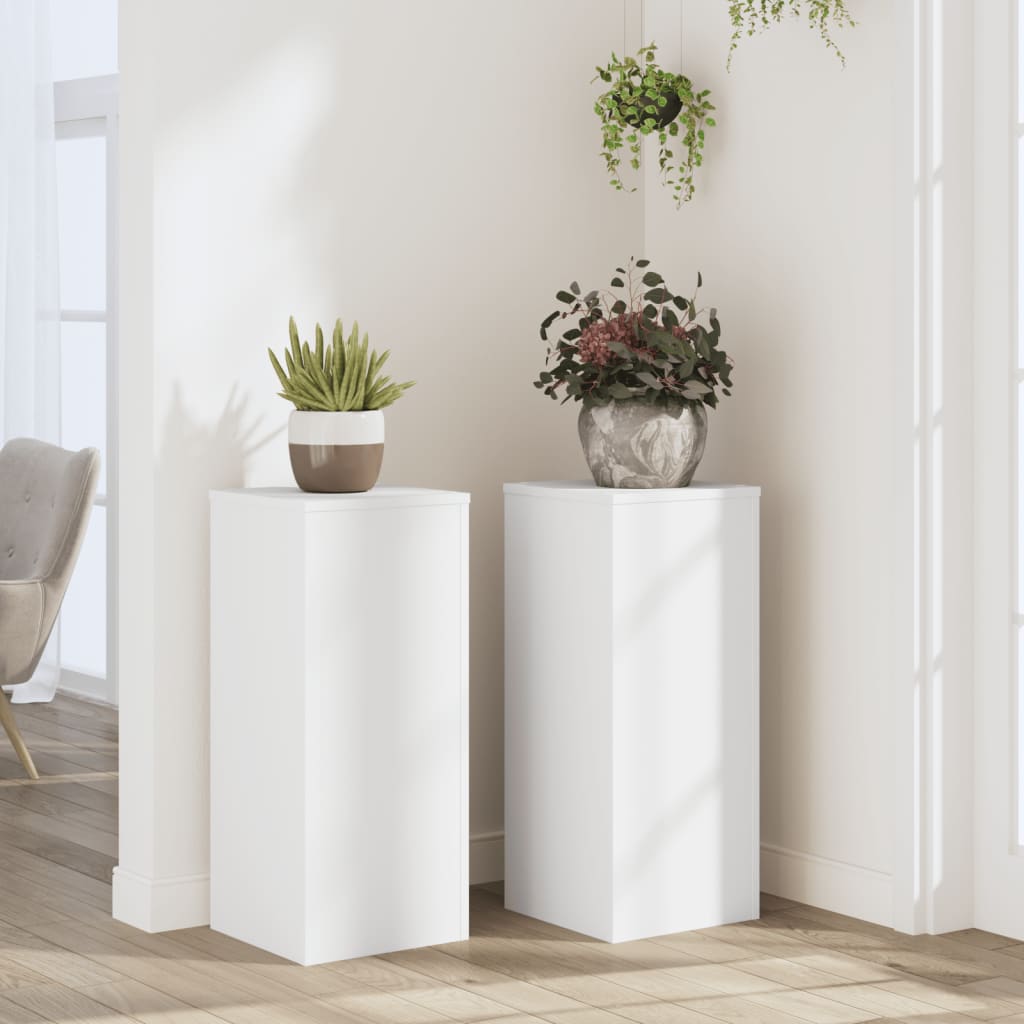 VidaXL supports pour plantes 2 pcs 30x30x70 cm bois d'ingénierie blanc