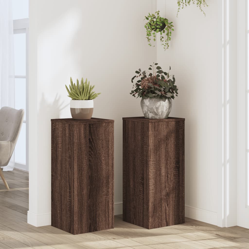 Vidaxx supports pour plantes 2 pcs 30x30x70 cm bois d'ingénierie chêne brun