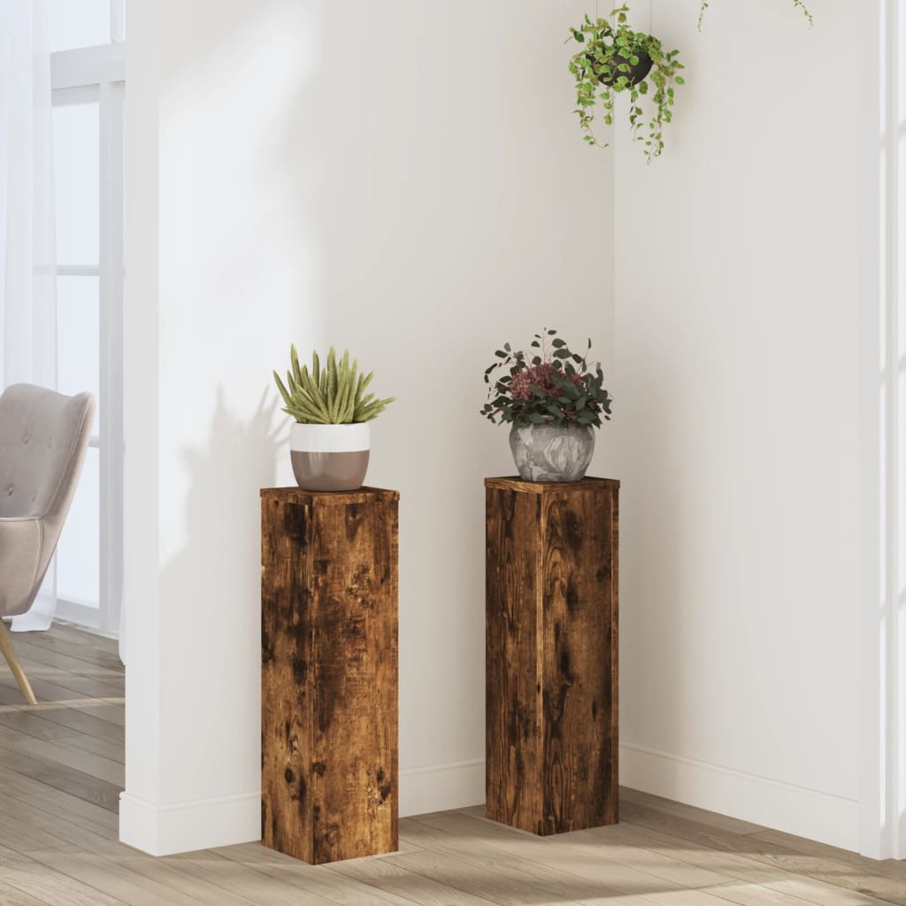 Vidaxx supports pour plantes 2 pcs 17x17x60 cm bois transformé chêne fumé