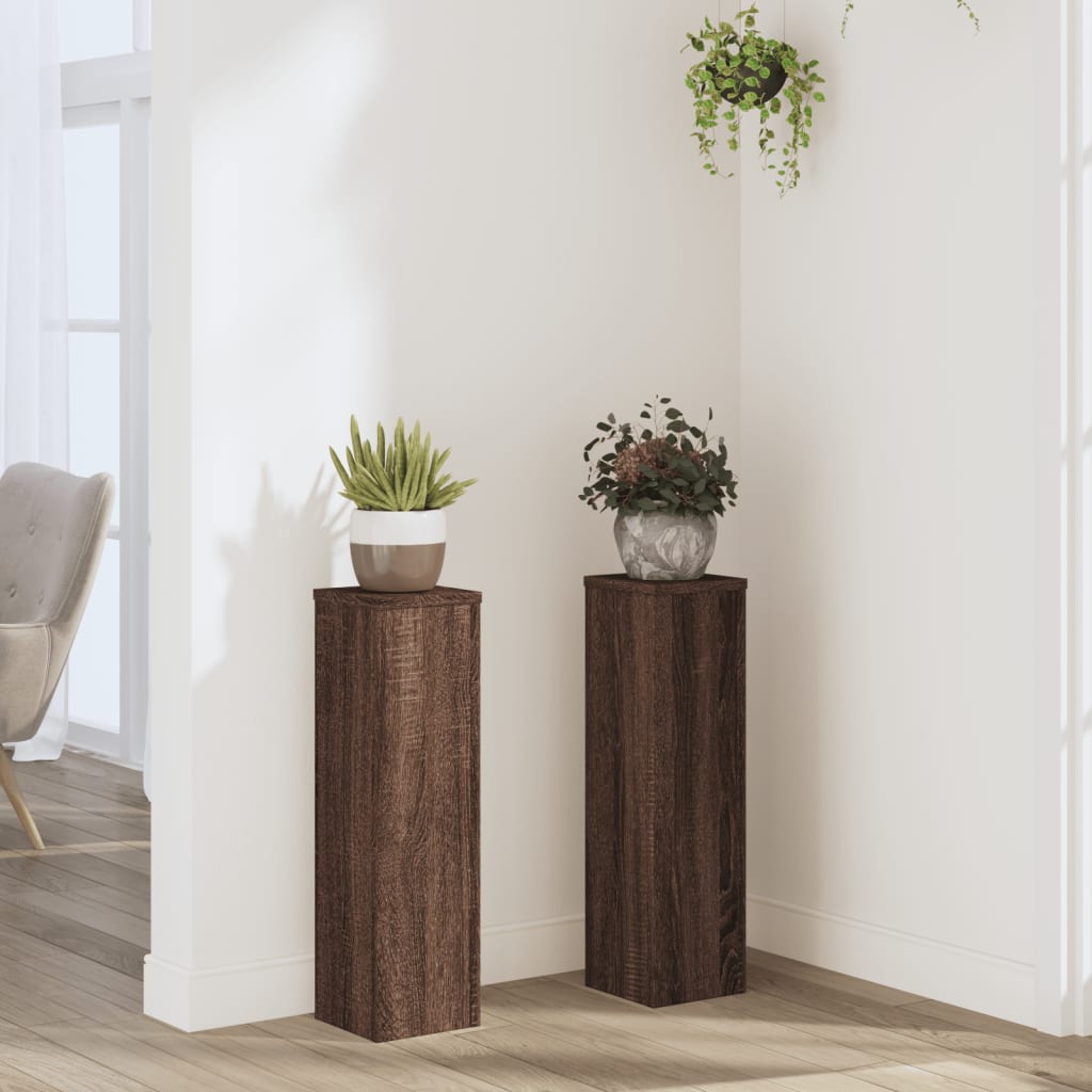 Vidaxx supports pour plantes 2 pcs 17x17x60 cm bois d'ingénierie chêne brun