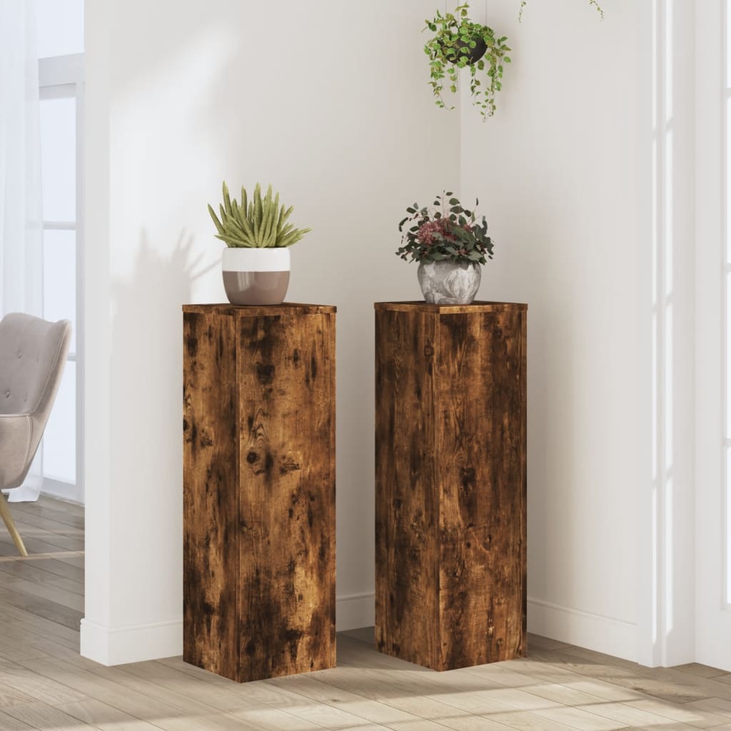 Vidaxx supports pour plantes 2 pcs 25x25x80 cm bois traité chêne fumé