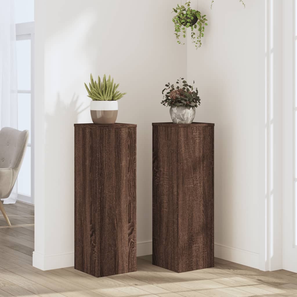 Vidaxx supports pour plantes 2 pcs 25x25x80 cm bois d'ingénierie chêne brun