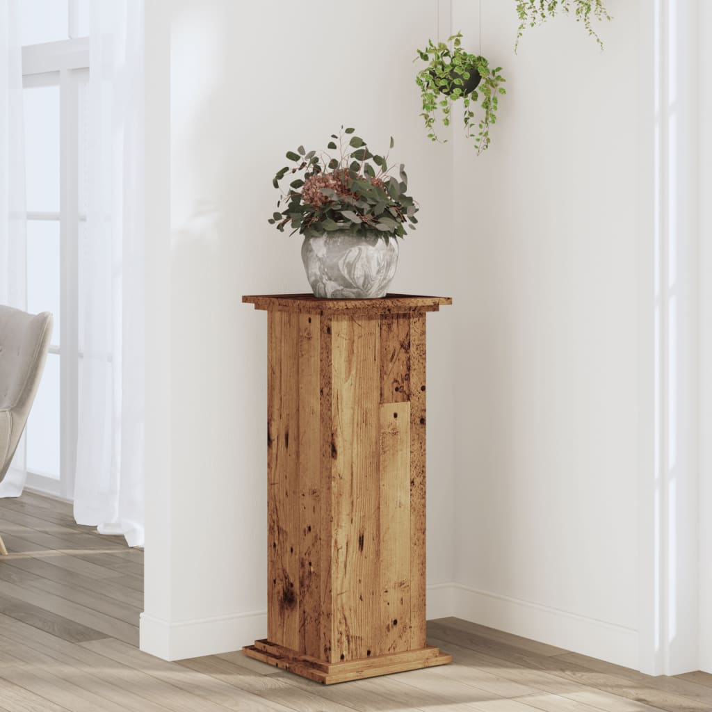 VidaXL Support pour plantes 33x33x80 cm en bois d'ingénierie, couleur bois ancien