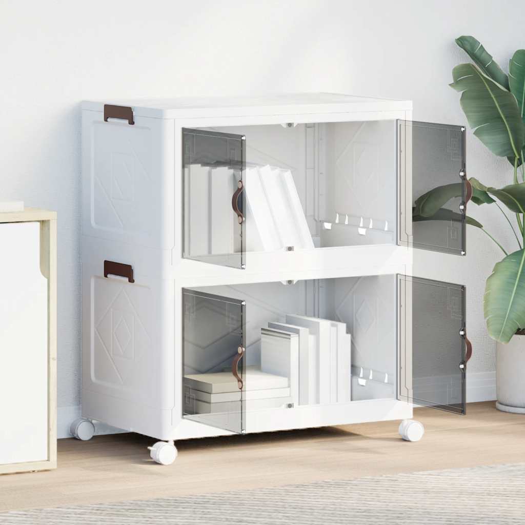 Vidaxx boîte de rangement empilable avec roulettes 2 couches 75 l 64x40x76 cm