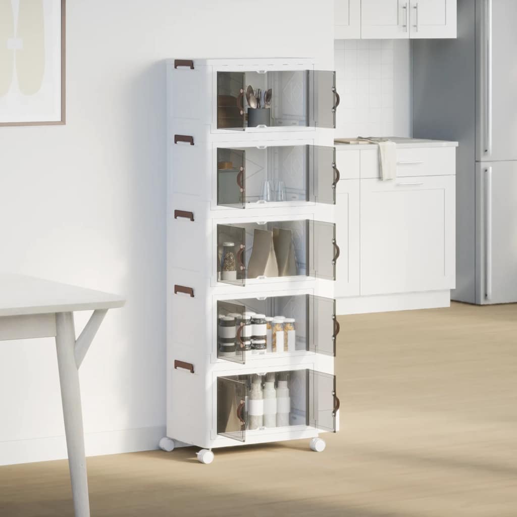 Vidaxx boîte de rangement empilable avec roulettes 5 couches 28 l 48,5x29,5x139 cm