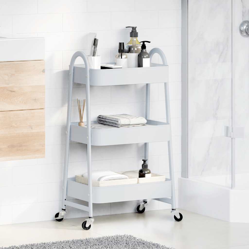 Vidaxx chariot de rangement 3 couches 42x41,5x77 cm acier blanc