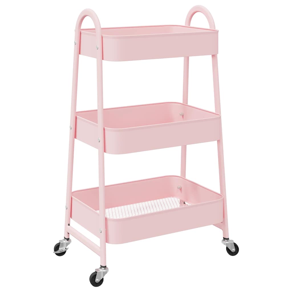Vidaxx chariot de rangement 3 couches rose 42x41,5x77 cm acier