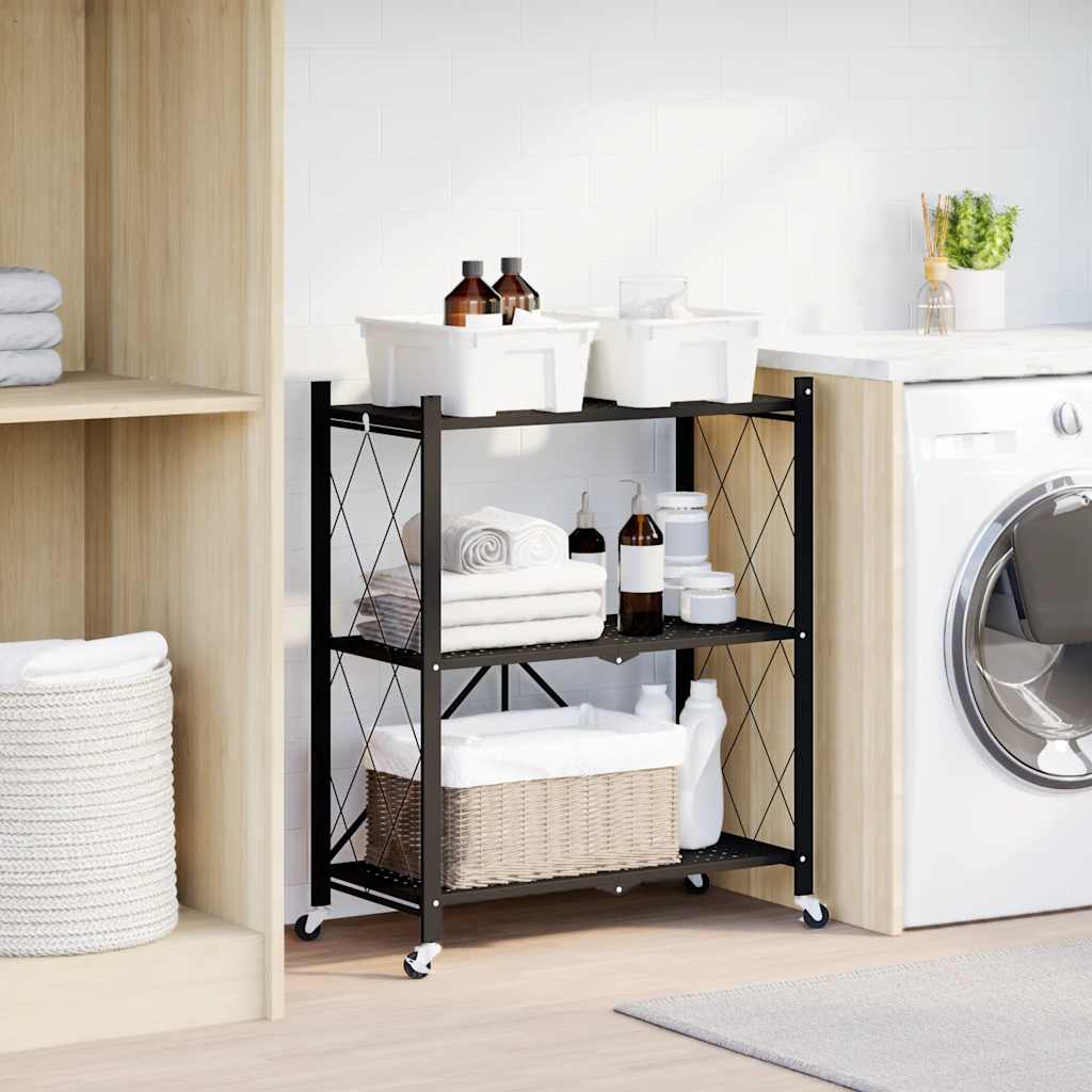 Vidaxx étagère de rangement sur roulettes 71x34x88 cm acier noir