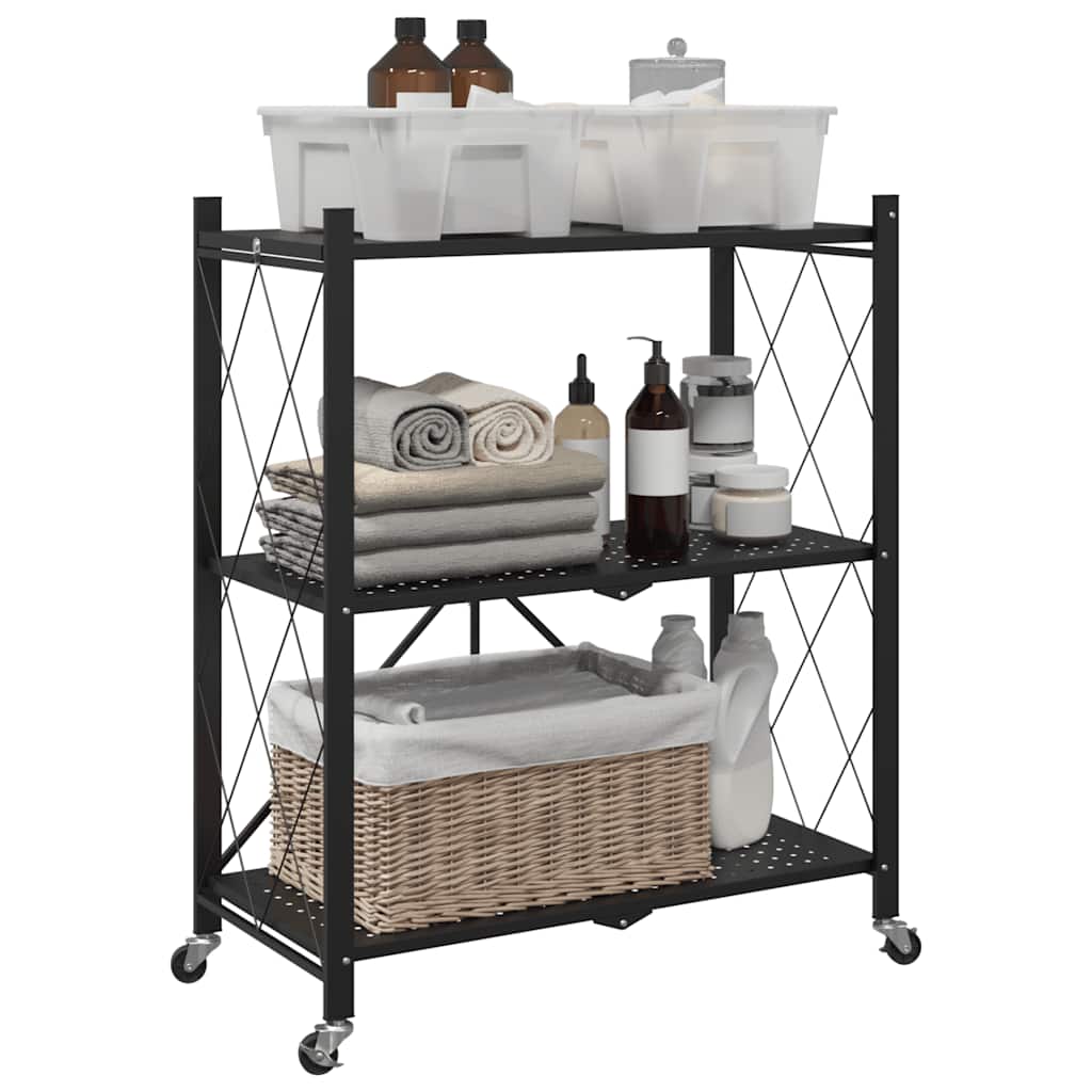 Vidaxx étagère de rangement sur roulettes 71x34x88 cm acier noir