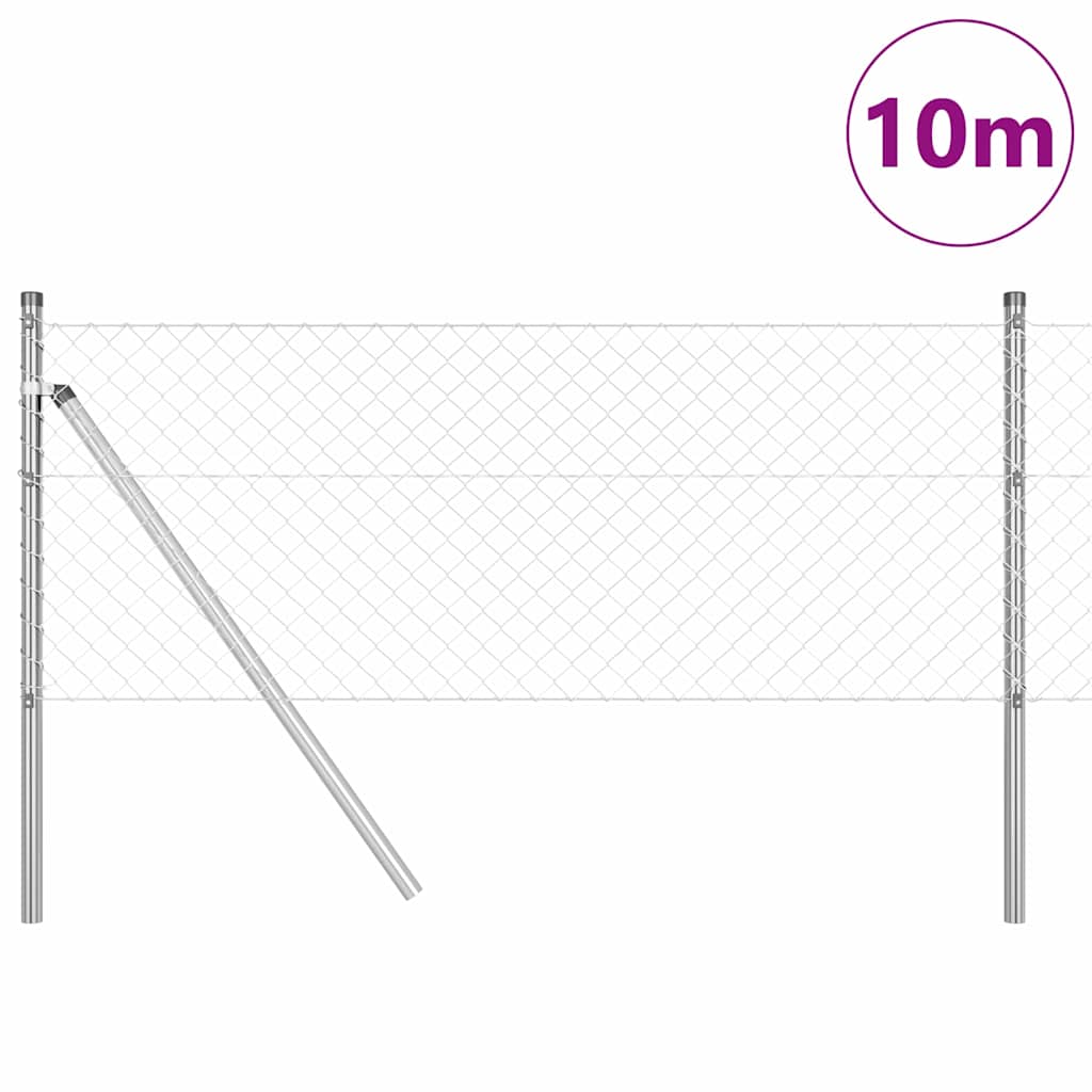 Vidaxl poteau de clôture argent 10 x 0,8 m (maille 40 x 40 mm) acier