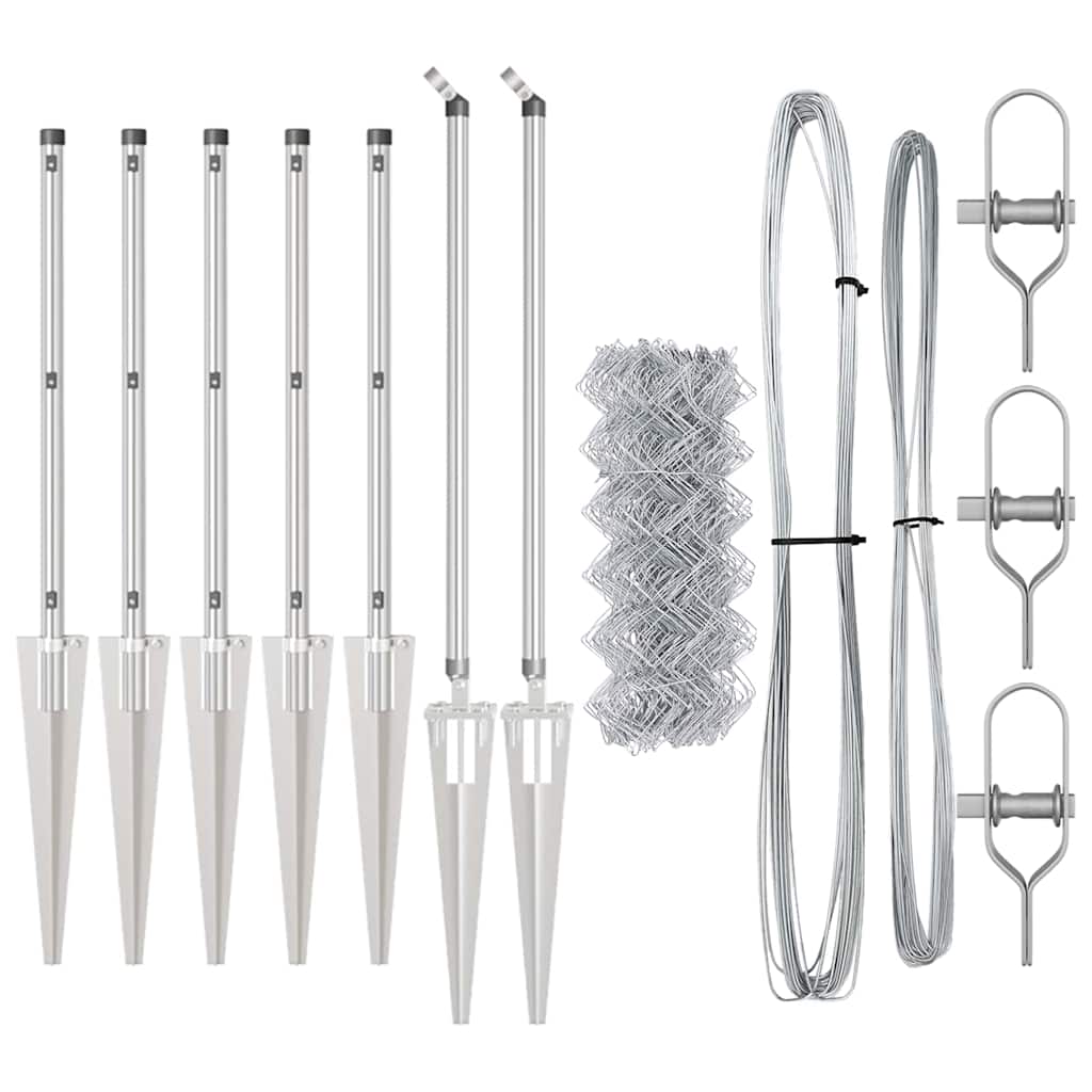 Vidaxl poteau de clôture argent 10 x 0,8 m (maille 40 x 40 mm) acier