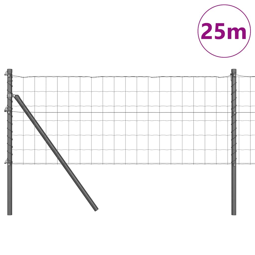 Clôture Vidaxl avec poteau gris 0,4 x 25 m acier et PVC