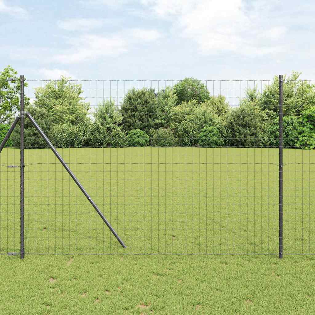 Clôture Vidaxl avec poteau gris 1,6 x 10 m acier et PVC