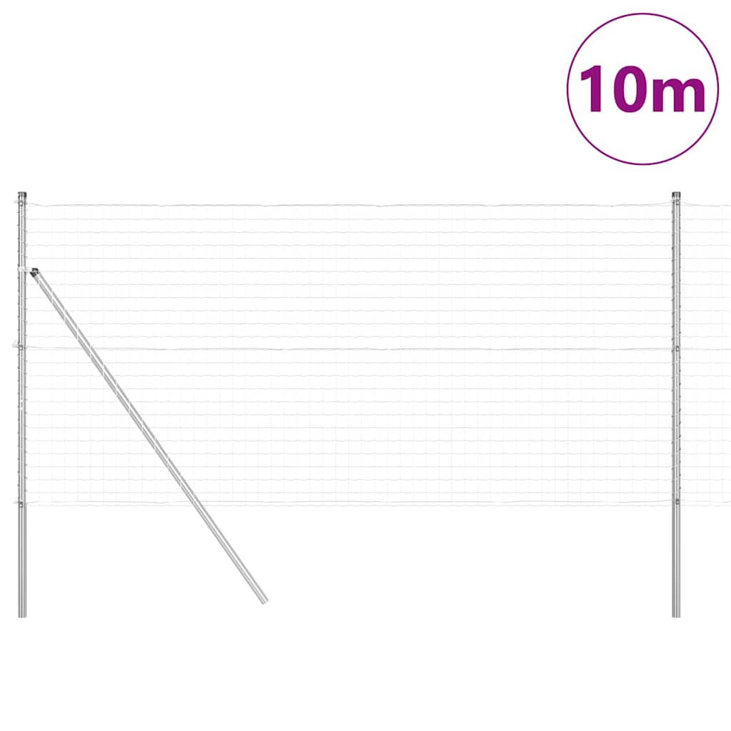 Clôture Vidaxl avec poteau argent 1,4 x 10 m acier et PVC