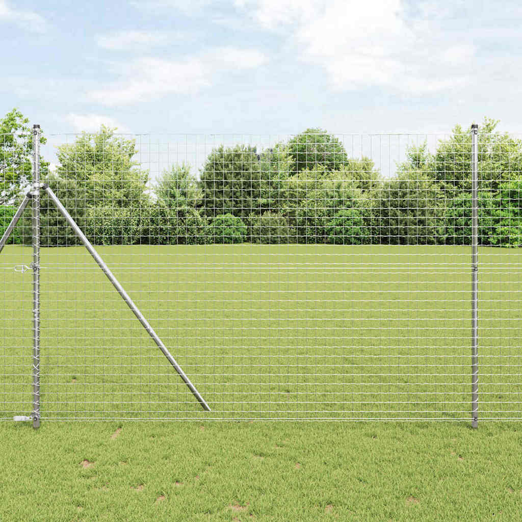 Clôture Vidaxl avec poteau argent 1,5 x 10 m acier et PVC