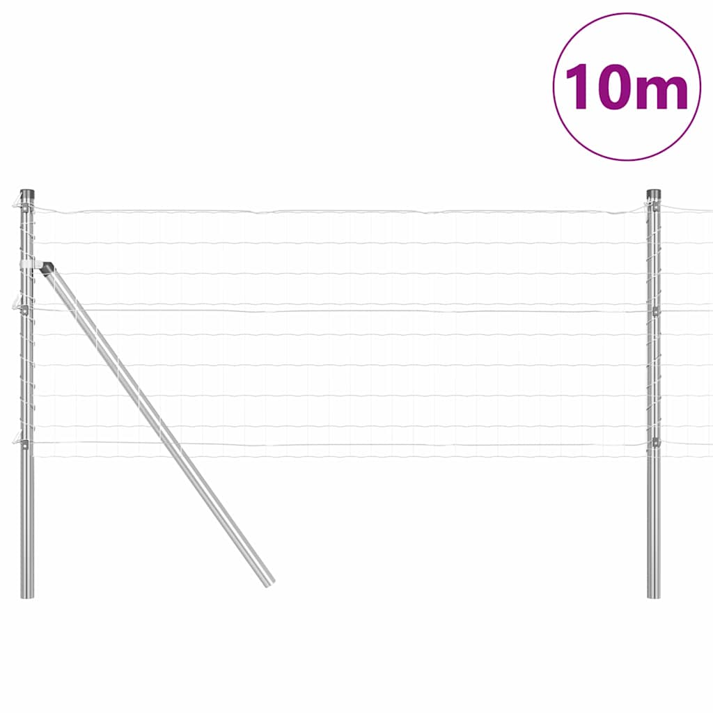 Clôture Vidaxl avec poteau argent 0,8 x 10 m acier et PVC