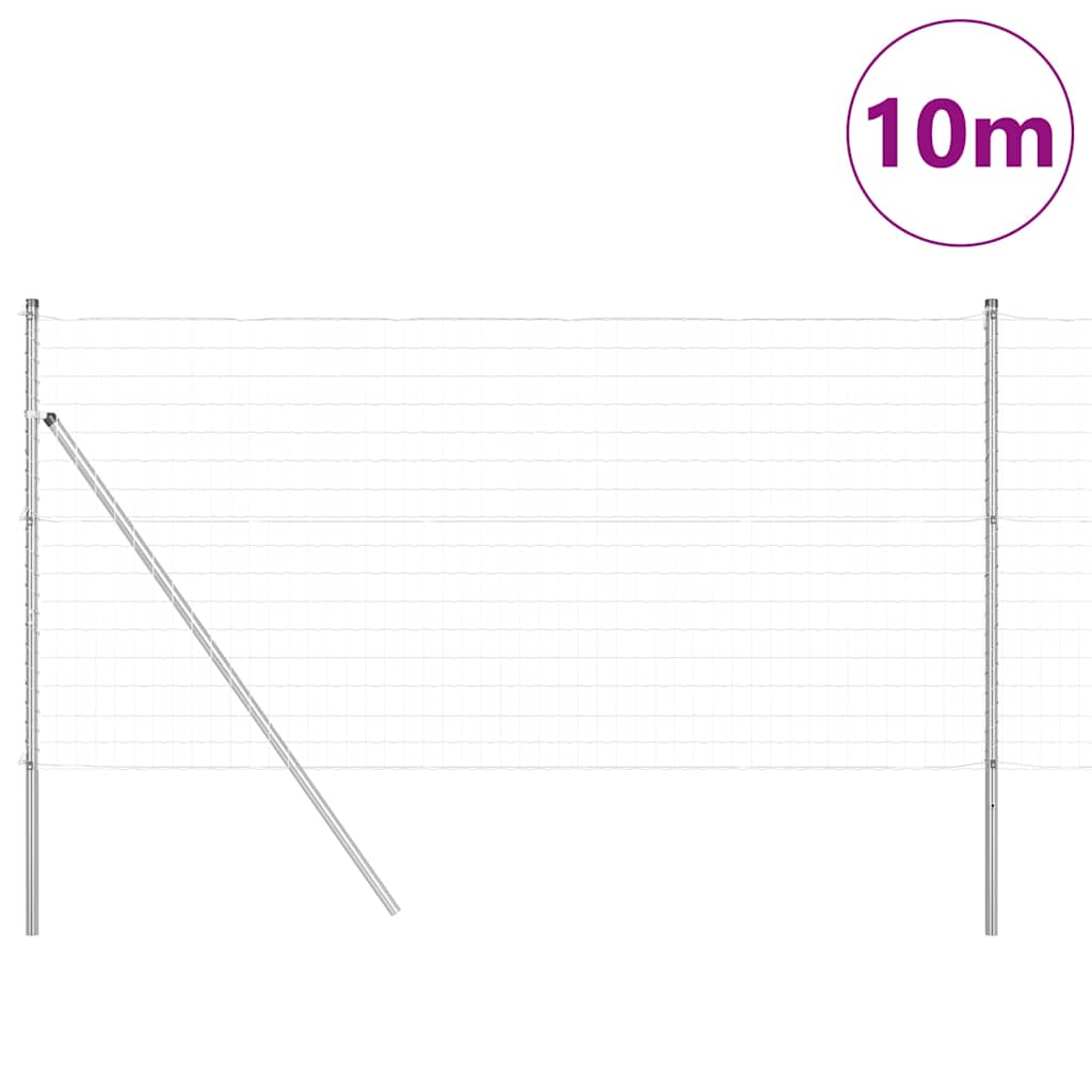 Clôture Vidaxl avec poteau argent 1 x 10 m acier et PVC