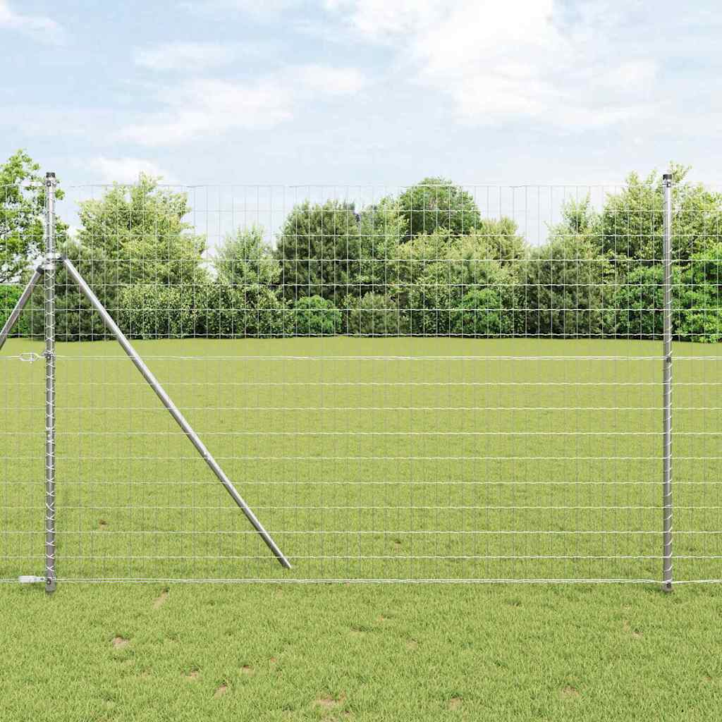 Clôture Vidaxl avec poteau argent 1,5 x 10 m acier et PVC