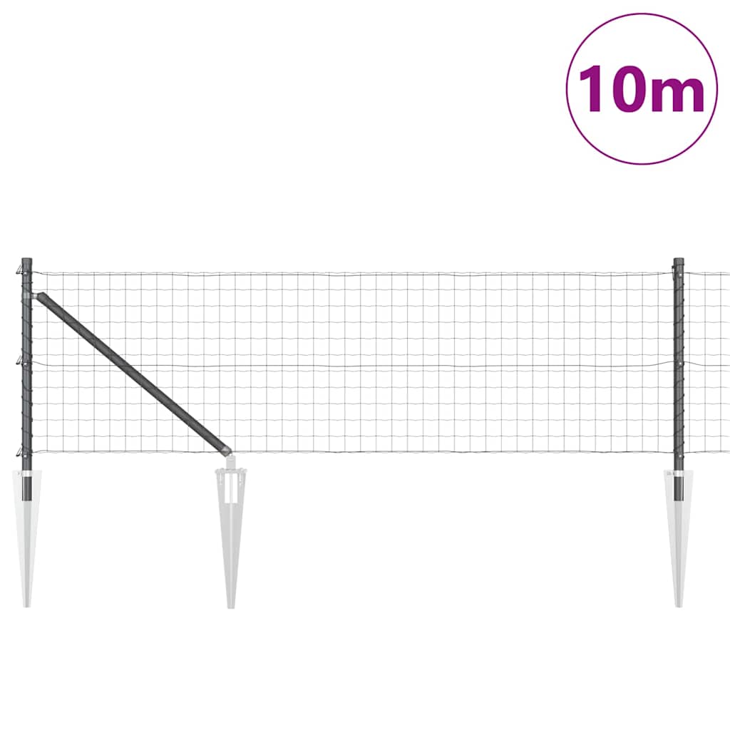 Vidaxl hek met paal grijs 0,4 x 10 m staal en pvc