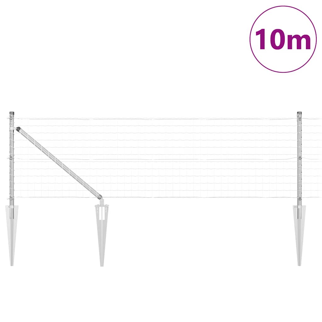 Vidaxl hek met paal zilver 0,8 x 10 m staal