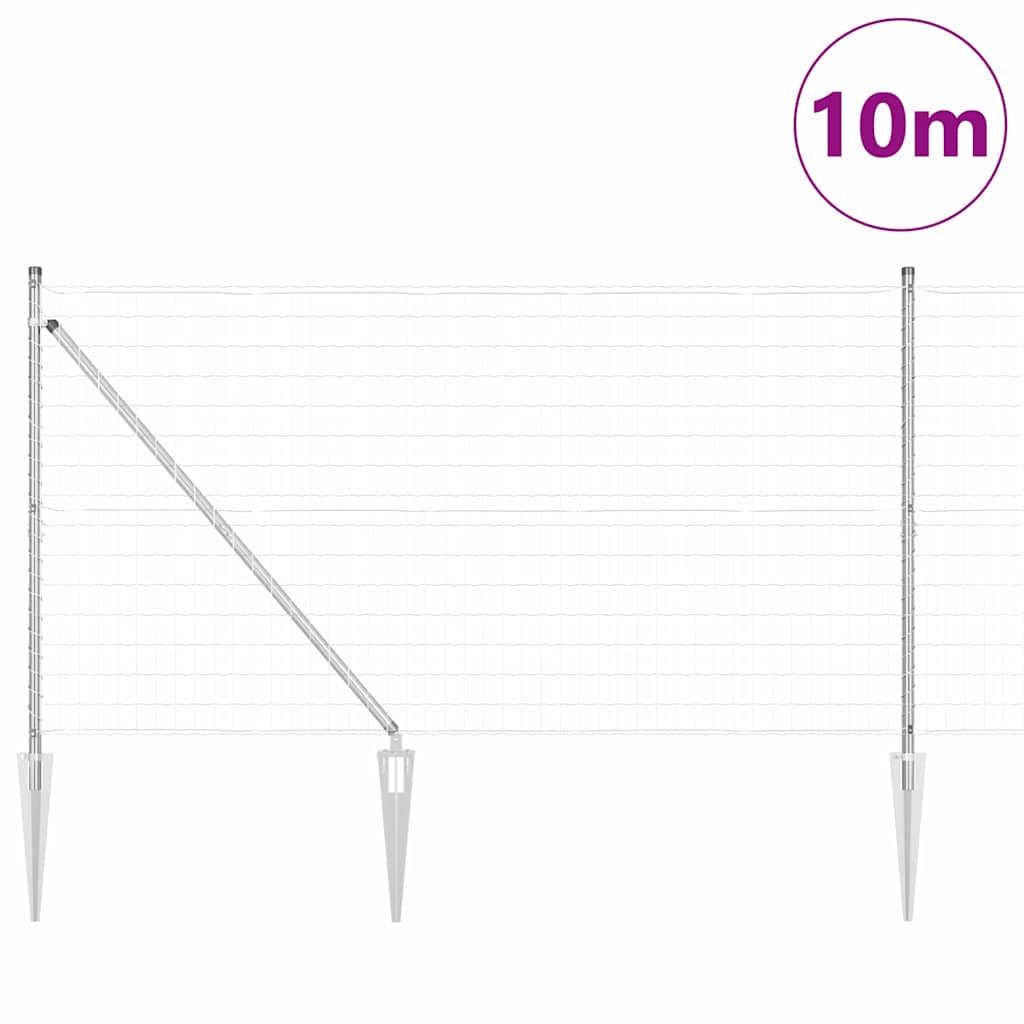 Vidaxl hek met paal zilver 1,2 x 10 m staal