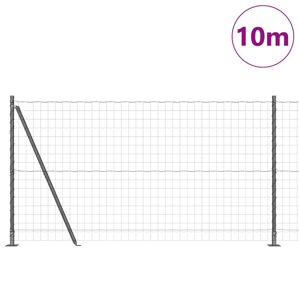 Vidaxl hek met paal grijs 1,2 x 10 m staal