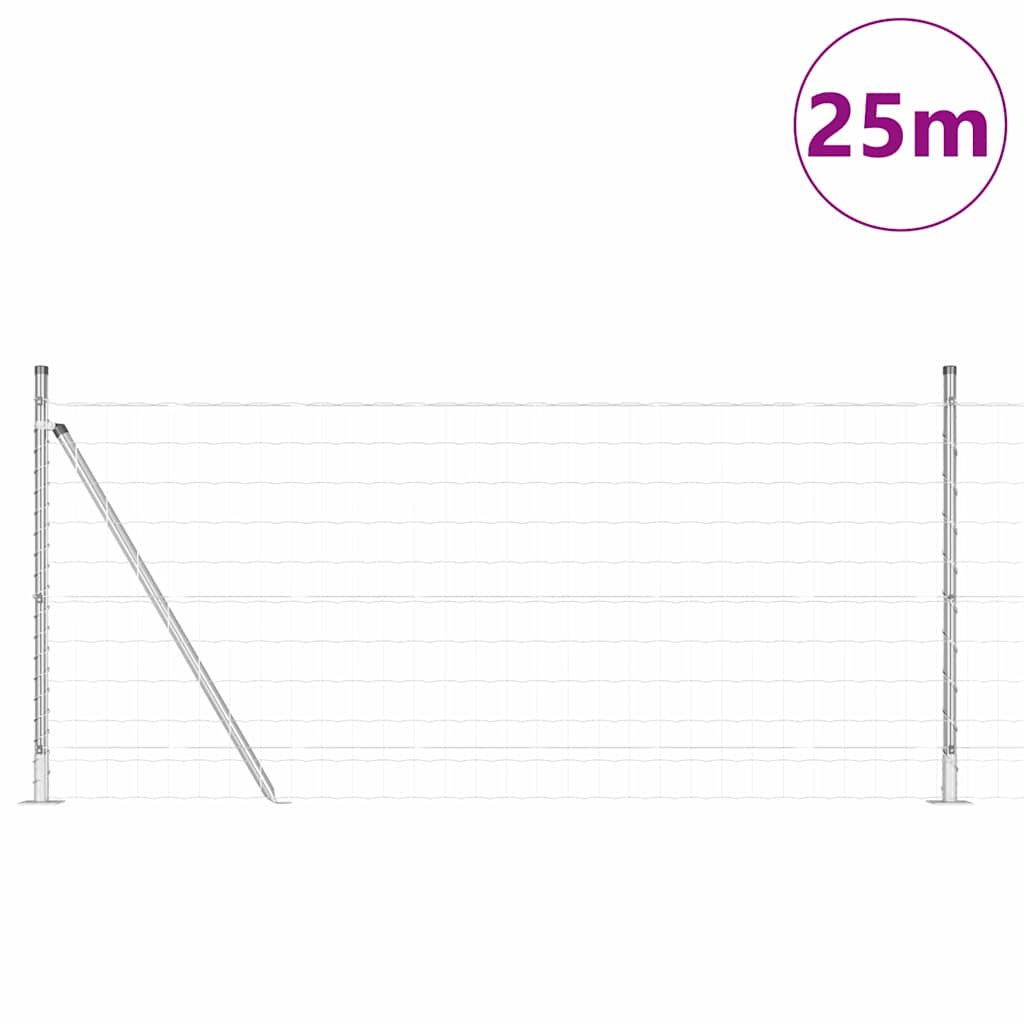 Vidaxl hek met paal zilver 0,8 x 25 m staal