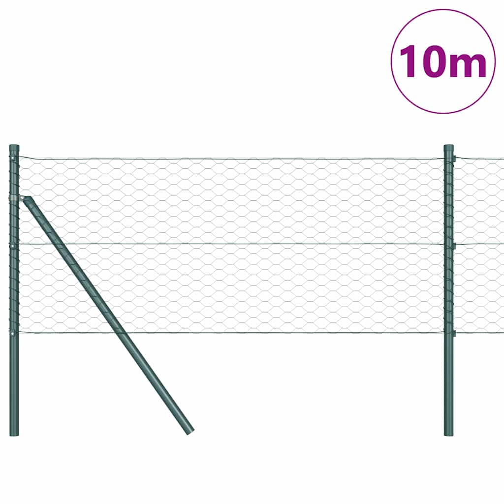 Vidaxl afrasteringspaal groen 10 x 0,6 m (36 mm gaas) staal en pvc