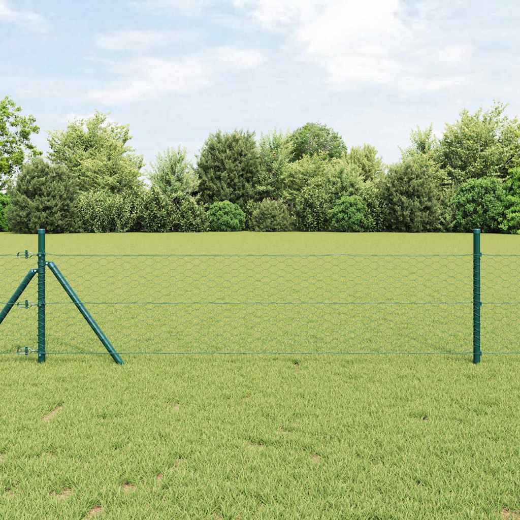 Vidaxl afrasteringspaal groen 25 x 0,4 m (36 mm gaas) staal en pvc