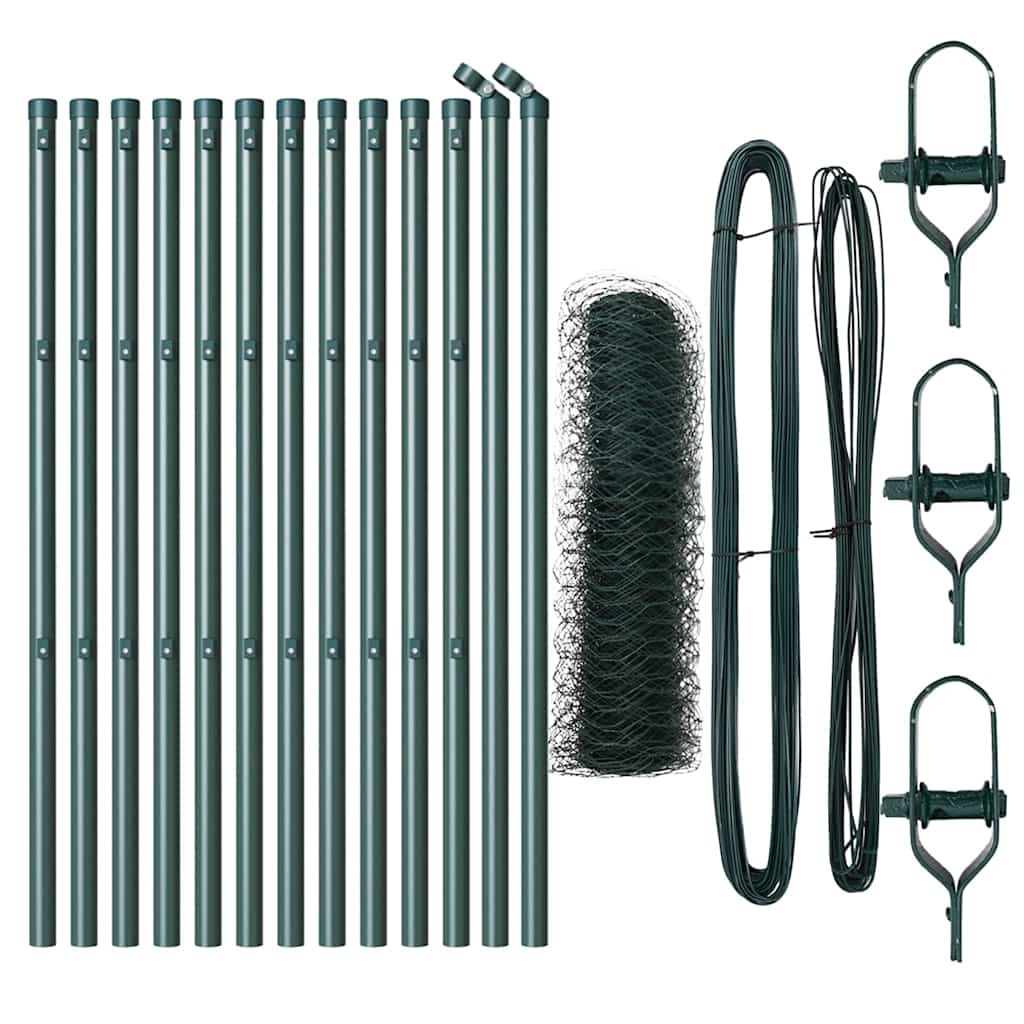 Vidaxl afrasteringspaal groen 25 x 0,5 m (36 mm gaas) staal
