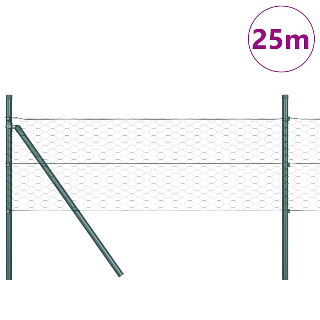 Vidaxl afrasteringspaal groen 25 x 0,5 m (36 mm gaas) staal
