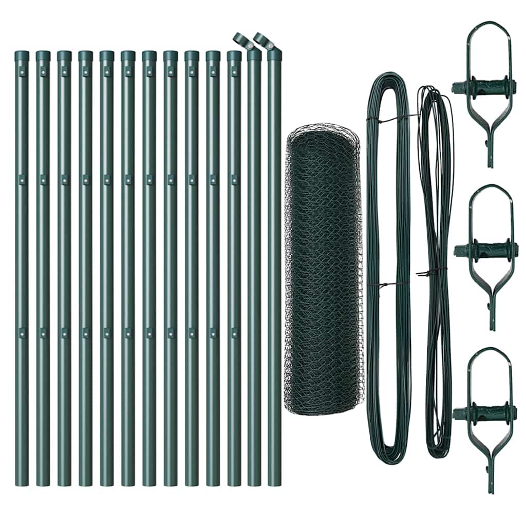 Vidaxl afrasteringspaal groen 25 x 0,6 m (13 mm gaas) staal en pvc