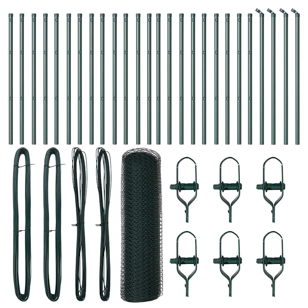 Vidaxl afrasteringspaal groen 50 x 0,4 m (13 mm gaas) staal en pvc