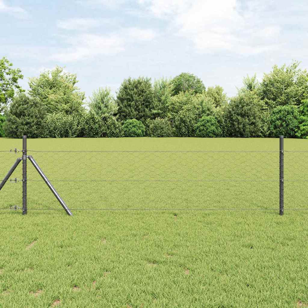 Vidaxl afrasteringspaal grijs 10 x 0,4 m (50 mm mesh) staal en pvc