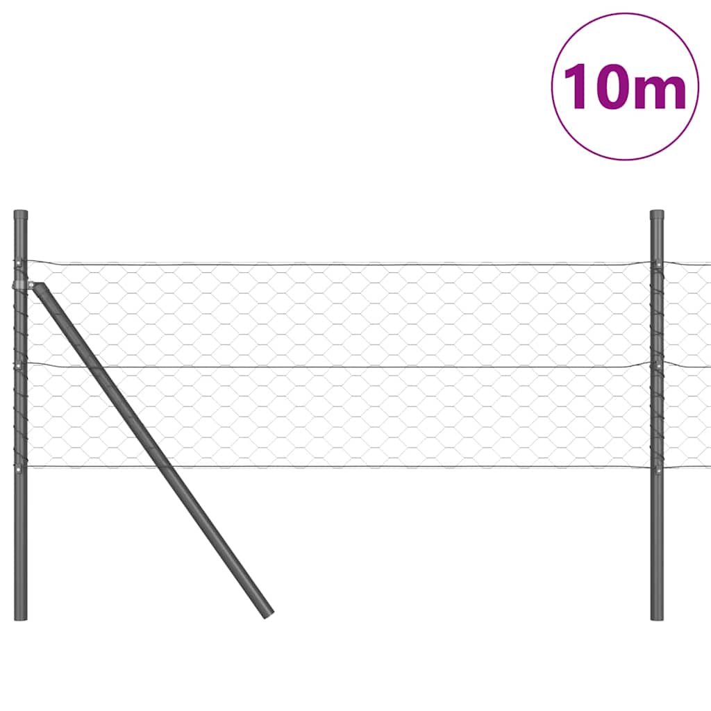 Vidaxl afrasteringspaal grijs 10 x 0,4 m (50 mm mesh) staal en pvc