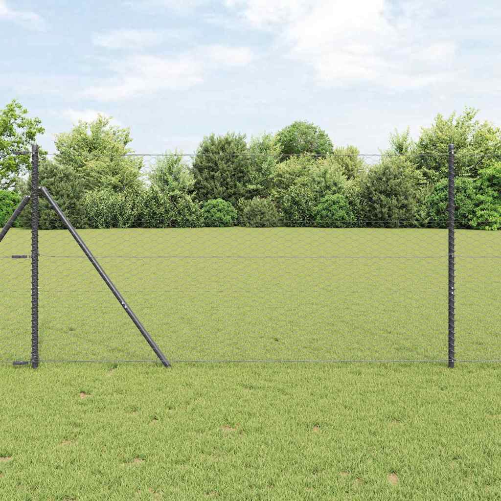 Vidaxl afrasteringspaal grijs 25 x 1,2 m (36 mm gaas) staal