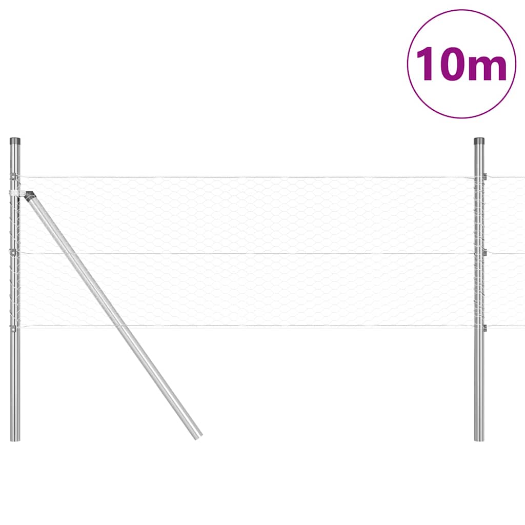 Vidaxl afrasteringspaal zilver 10 x 0,5 m (25 mm gaas) staal