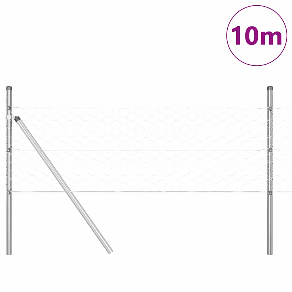 Vidaxl afrasteringspaal zilver 10 x 0,8 m (50 mm gaas) staal
