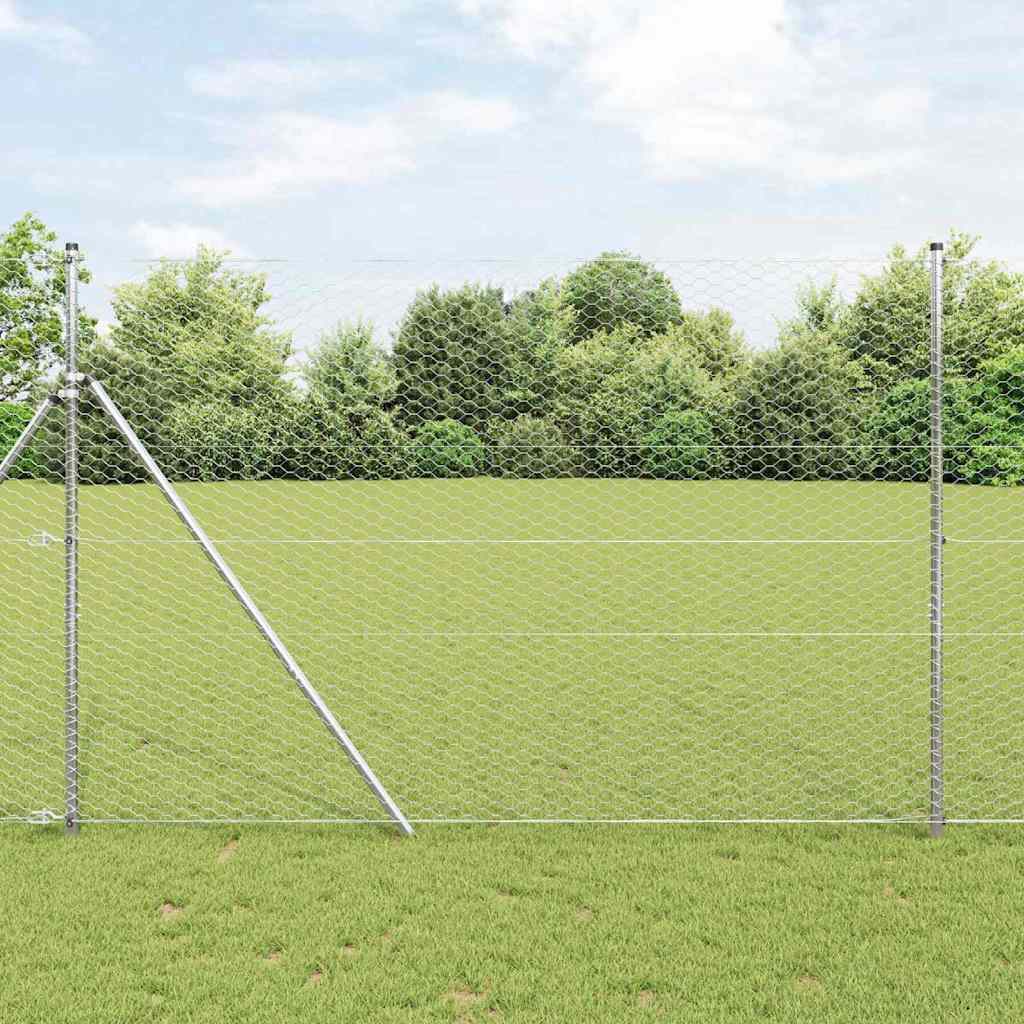 Vidaxl afrasteringspaal zilver 10 x 1,5 m (36 mm gaas) staal