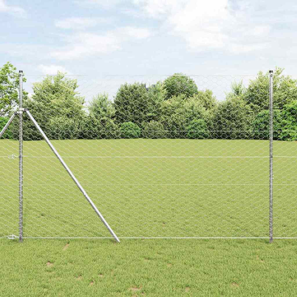 Vidaxl afrasteringspaal zilver 10 x 1,5 m (50 mm gaas) staal